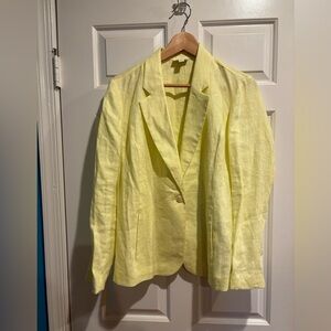 J.Jill linen light yellow blazer jacket sz M